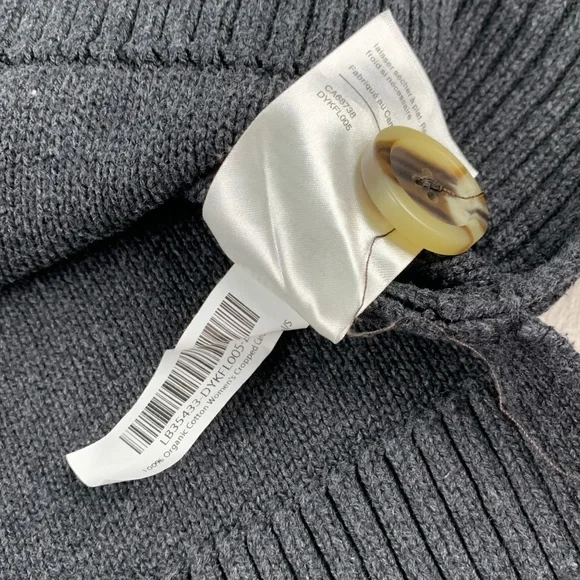 Quince Organic Cotton Navy Cropped Cardigan Button Front Women's S Quiet Luxury - Picture 4 of 7